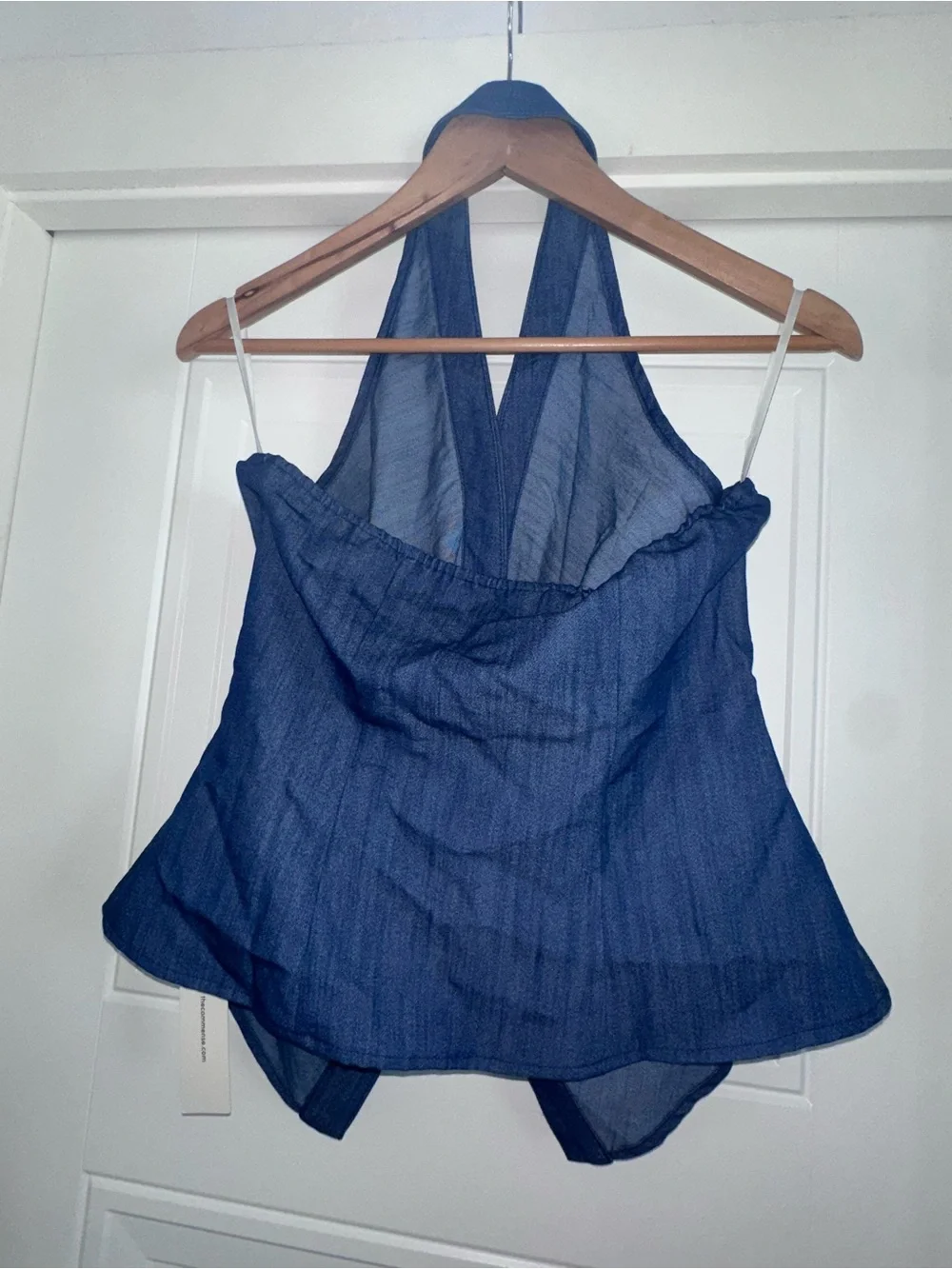 Faux Denim Halter Ruched Top & Pants Set - Picture 10 of 16